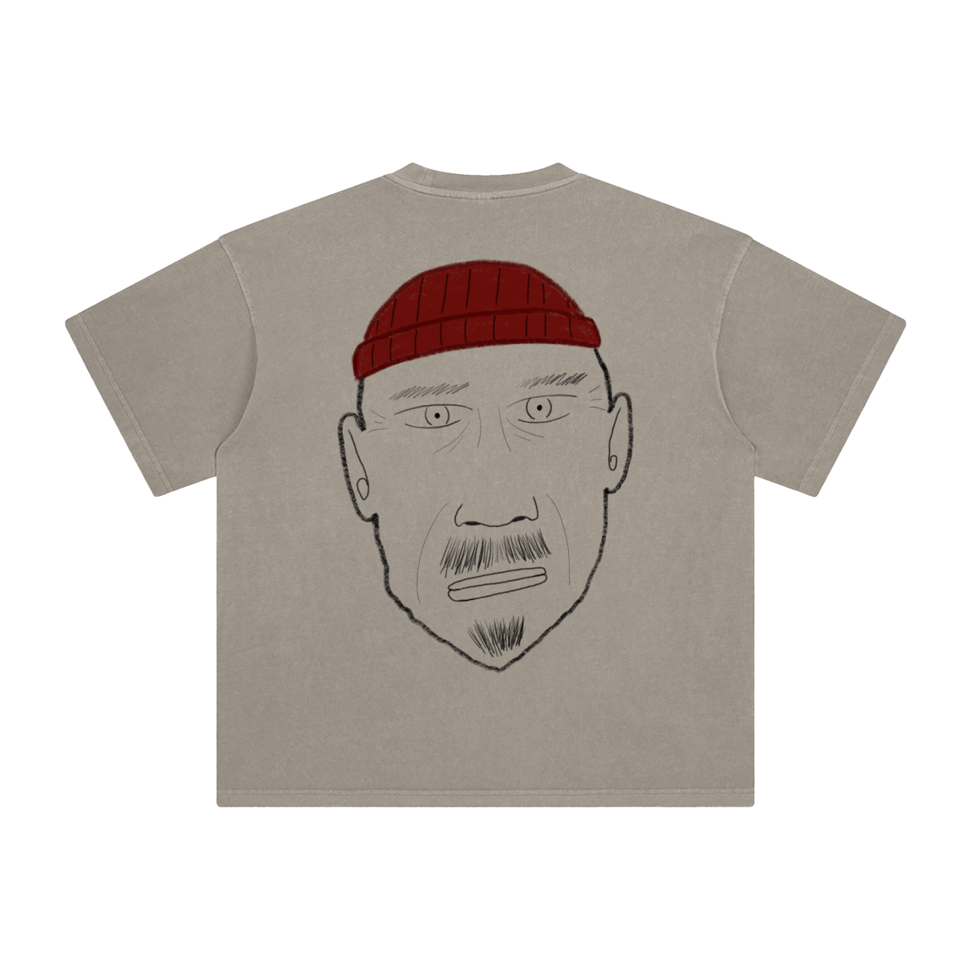 Enzyme Washed T-Shirt Red beanie